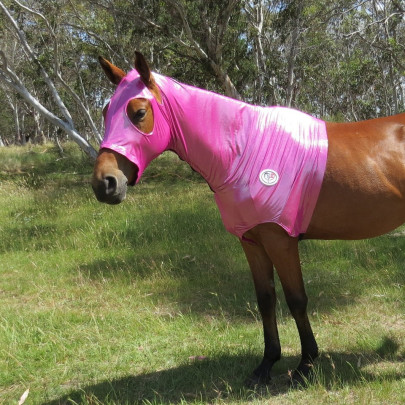 Lycra Skinny Horse Hood Glitter Bling Pink