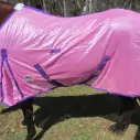 Horse wearing Love my Horse soft mesh rug pink