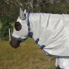 Love My Horse silver duramesh summer hooded combo with full face coverage, 3 neck buckles and throat latch