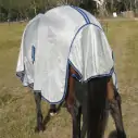 Tail flap of Love my Horse Dura mesh combo silver with blue trim