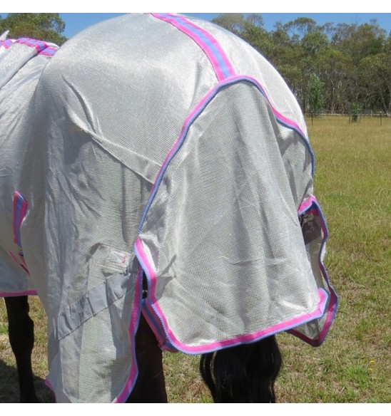 Love My Horse silver duramesh combo with pink trim tail flap