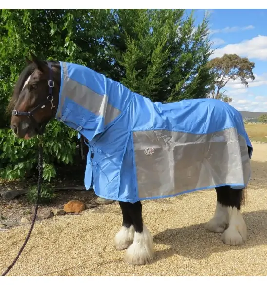 Love My Horse Rainsheet Mesh Hybrid fits the large heavy breeds like a glove. Waterproof, cool and breathable