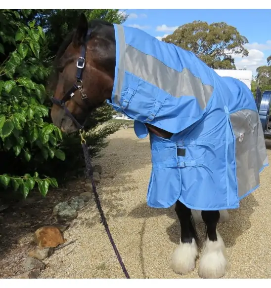 Love My Horse Rainsheet Mesh Hybrid fits the large heavy breeds like a glove. Waterproof, cool and breathable