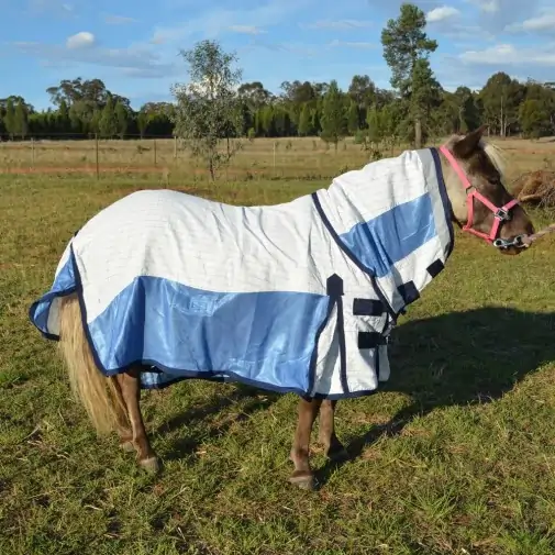 Miniature Cotton Soft Mesh Hybrid Horse Rug Blue|Horse Rugs | LOVE MY HORSE - Australia