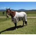 Horse wearing Poly Cotton / Dura Mesh Hybrid Std Rug with red / black trim