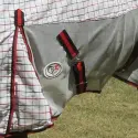 Close up of Poly Cotton / Dura Mesh Hybrid Std Rug mesh inserts with red/black trim  sursingles
