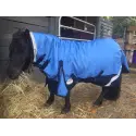 Horse wearing Love my Horse Blue Mini winter combo with neck attached