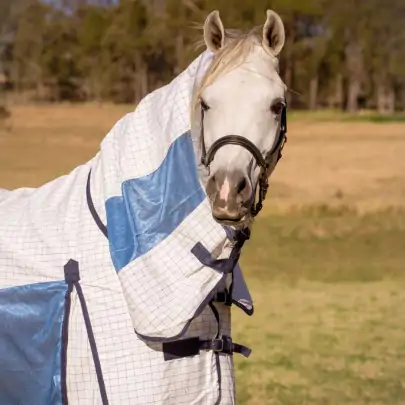 Cotton Mesh Hybrid Combo Horse Rugs Blue - 5'0 2