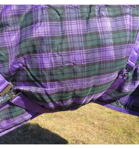 Purple / Green check stable combo horse rug