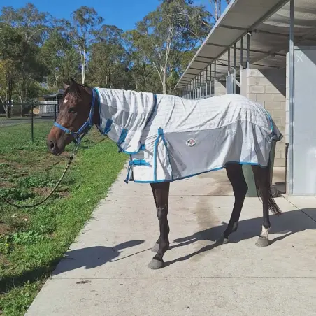 Cotton IR3535 Fly Repellent Horse Rug Blue | LOVE MY HORSE