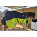 Horse rug for heavy horse in navy and lime